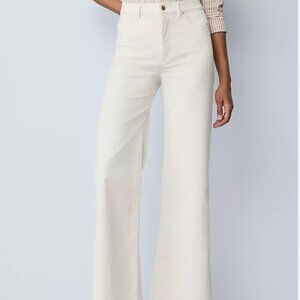Ann Taylor Weekend Cream White Wide Leg Corduroy Pants - 10